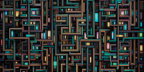 Everything is connected. Abstract apartment building with squares and lines. Background for website and banners - 674126203