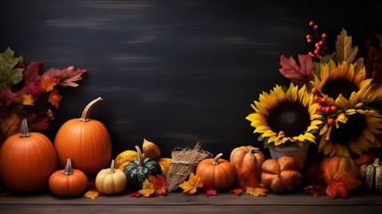 Naklejka na ściany i meble autumn background with pumpkin