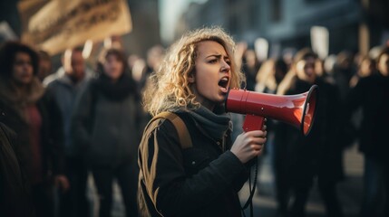 portrait of a woman with a megaphone