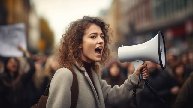 portrait of a woman with a megaphone