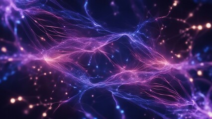 abstract background with stars A fractal pattern of electric sparks in blue and purple hues 