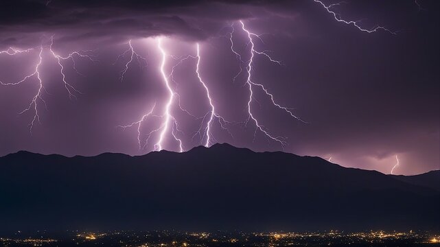 lightning in the night lightning thunderstorm flash mountains concept topic weather cataclysms