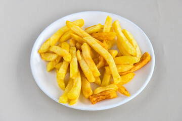 French fries Snack food crispy potato . Fast food or  snacks concept. Patates cips.