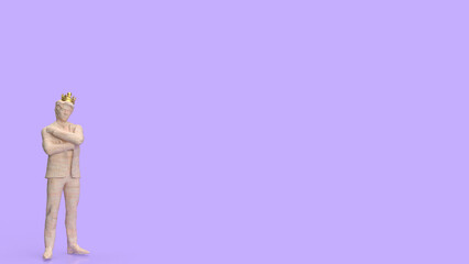 The man and gold crown for leader concept 3d rendering..