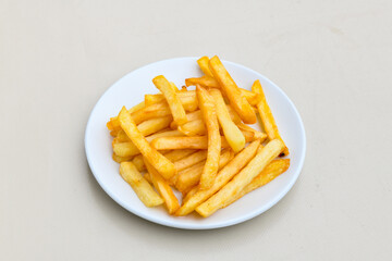 French fries Snack food crispy potato . Fast food or  snacks concept. Patates cips.
