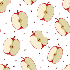 Vector apple seamless pattern. Background design for tea, juice, natural cosmetics, sweets and candy with apple filling, farmers market, health care products. Best for textile,wrapping paper.