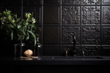 black ceramic tiles. Generative AI