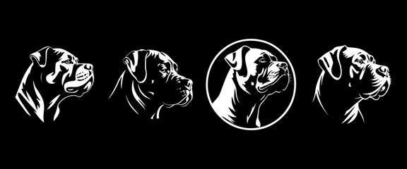 set of dog head silhouette 