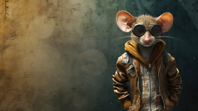 portrait of a cute mouse rodent spirit animal animal fashion - by generative ai	