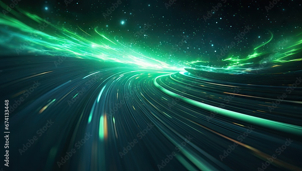 Poster black background with green lines generative ai