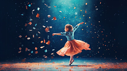 child ballet dancer in a dress wonderland spiritual - by generative ai - obrazy, fototapety, plakaty