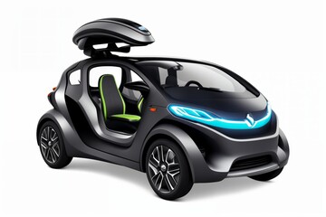 a brand-less generic concept car. Modern electric car on a white background with a shadow. 
