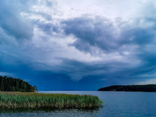 clouds over the river , image taken in sweden, scandinavia, , europe