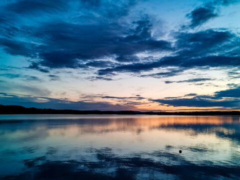 sunset on the lake , image taken in sweden, scandinavia, , europe