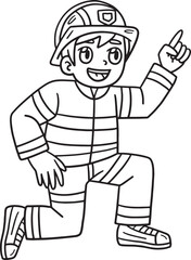 Firefighter Isolated Coloring Page for Kids 