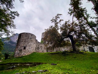 ruins of castle , picture taken in Italy , Europe - 674135634