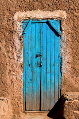 old door in wall, photo as background - 674136276