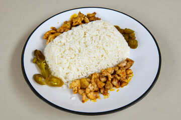 Traditional delicious Turkish food; Turkish style rice pilaf (Turkish name; Arpa sehriyeli. tavuklu, nohutlu, kavurmali, kuru fasulyeli, pirinc pilavi)