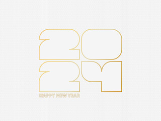 2024 Happy New Year greeting card design template.