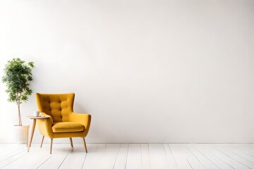 green chair and yellow wall generated by AI technology	