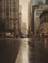 Fototapeta na wymiar street rain day car New York City 
