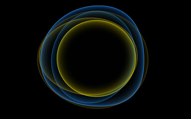 Blue and yellow neon circles