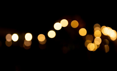 Decorative string lights at night time, Defocused Background, night city backdrop, party time with...