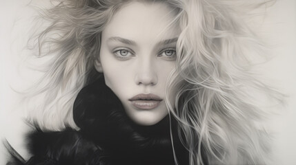 Fototapeta premium Portrait of a beautiful woman in an old-fashioned style. Women's fashion and beauty.