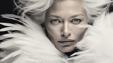 Fashion portrait of an aged supermodel. Style, fashion and beauty.