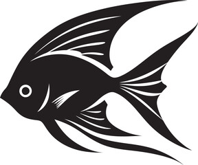 Black Beauty Resonates Angelfish Emblem Elegant Angelfish Design Black Vector Icon
