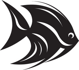 Elegant Angelfish Design Black Vector Icon Angelfish Symbolism Black Logo Brilliance
