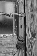 Glass front door close up.