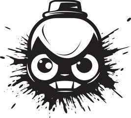 Angry Spray Paint Icon Graffiti Elegance Mascot of Fury Black Logo Vector Design