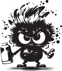 Angry Spray Can Vector Black Logo Icon Rebel Artistry Furious Spray Paint Mascot