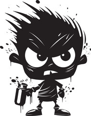 Screaming Spray Paint Rebellion Angry Design Black Spray Paint Rage Mascot Emblem