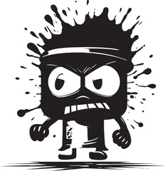 Vector Mastery Angry Spray Can Logo Graffiti Revolution in Black Angry Mascot