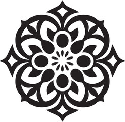 Black Logo Charm Arabic Floral Design in Vector Elegant Floral Symmetry Arabic Tiles Emblem