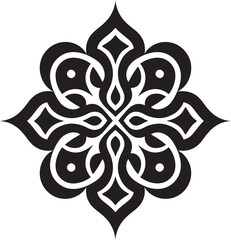 Floral Harmony Unleashed Arabic Tiles Logo Icon Arabic Treasures in Black and White Floral Emblem
