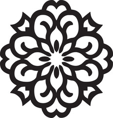 Arabic Treasures in Black and White Floral Emblem Exquisite Symmetry in Arabic Art Floral Tiles Vector