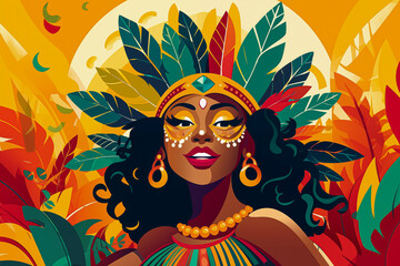 Fototapeta na wymiar flat brazilian carnival illustration