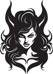 Sensual Allure Black Logo with Tempting Demon Dark Temptress Unveiled Enigmatic Demon Logo