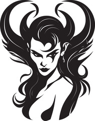 Elegant Devilish Charm Enchanting Demon in Black Sensual Enchantment Black Logo with Tempting Demon
