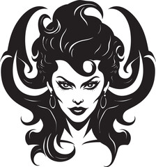 Sultry Temptress Black Demon Emblem Mastery Vector Artistry Redefined Dark Seductress Logo