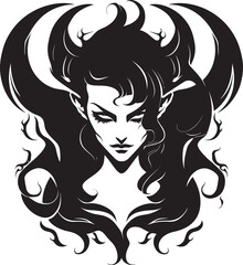 Sensual Seduction Devilish Demon Emblem Design Sultry Enchantment in Black Iconic Demon Logo
