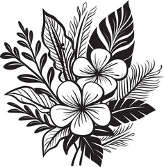 Elegant Black Logo Botanical Tropical Floral Vector Icon Vector Artistry Exotic Floral Emblem in Black