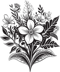Tropical Serenity Vector Icon in Black Vector Artistry Exotic Floral Emblem in Black
