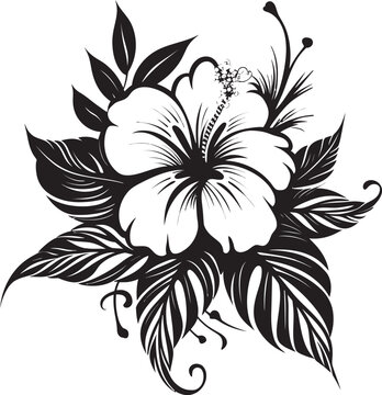 Iconic Paradise Unleashed Black Emblem Design Black and Lush Exotic Floral Vector