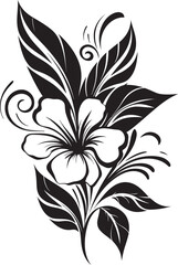 Tropical Beauty Black Floral Icon in Vector Elegant Oasis Botanical Tropical Floral Logo