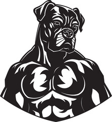 Mighty Mascot Black Boxer Dog Logo Vector Icon Athletic Agility Boxer Dog Mascot Emblem