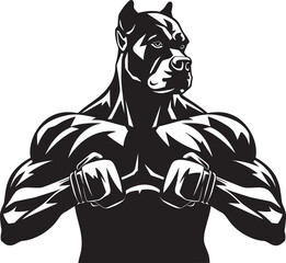 Iconic Athleticism Black Logo with Boxer Dog Mighty Mascot Black Boxer Dog Logo Vector Icon